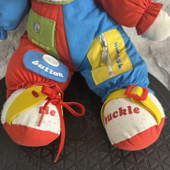 Vtg 1985 AmToy Inc Learn To Dress Clown Plush Stuffed Doll 80s Motor Skills Kids - Picture 2 of 5